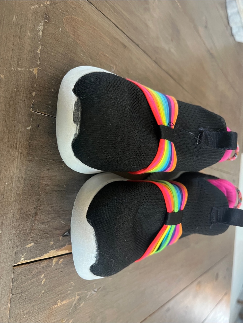 Skechers Kids Black Slip-On Sneakers with Rainbow Straps & Pink Lining - Picture 4 of 6